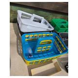 Large Assortment of Plastic Storage Containers Most of them Have Handles
