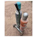 Oxygen and Acetylene Tanks with Rolling Cart