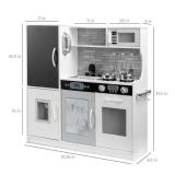 Pretend Play Kitchen Wooden Toy Set for Kids w/ Telephone, Utensils, Oven, Microwave - White