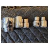 Assorted Deep and Shallow Sockets, Standard and Metric, Various Sizes, Mostly Snap-on, Some Mac and Craftsman