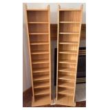 two media storage cabinets with adjustable shelves