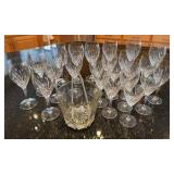 Noritake Moondust pattern water and wine glasses with a matching ice bucket