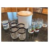 Bar glasses and ice bucket