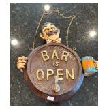 vintage 'Bar is Open' sign
