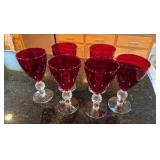vintage 1930 Morgantown, Ruby, red wine glasses set of six