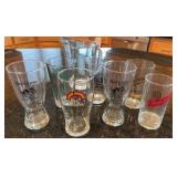 Collection of Fun Beer glasses and a pitcher
