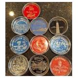 vintage collection of souvenir coasters from across the country