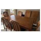 Drexel Heritage dining table with six chairs and pads and extra leaves