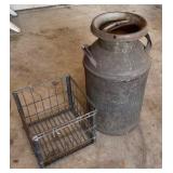 Vintage milk can and milk crate