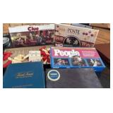 old-fashioned games for family night--pictured games plus old fashion backgammon board in case with signed book