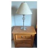 Thomasville Oak style nightstand with lamp included
