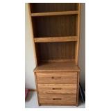 Oak style dresser with bookshelf on top