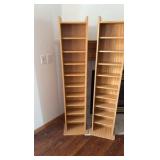 two media storage cabinets with adjustable shelves