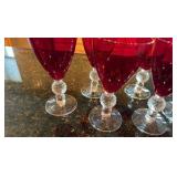 vintage 1930 Morgantown, Ruby, red wine glasses set of six