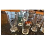 Collection of Fun Beer glasses and a pitcher