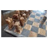 Aztec style chess set made in Onyx and marble