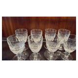 Eight pieces of Waterford Crystal wine glasses from the Colleen pattern