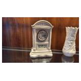 Belleek clock and vase. Lenox vase.