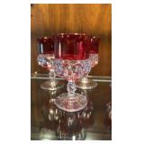 Kings Crown Flash Ruby-thumbprint goblets