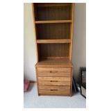 Oak style dresser with bookshelf on top