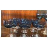 vintage cobalt colored champagne and water goblets