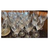 Noritake Moondust pattern water and wine glasses with a matching ice bucket