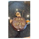vintage 'Bar is Open' sign