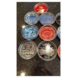 vintage collection of souvenir coasters from across the country