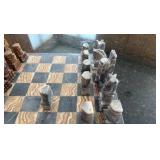 Aztec style chess set made in Onyx and marble