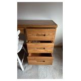 three drawer Oak style desk with chair