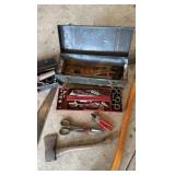 miscellaneous tools, axes, and toolbox