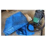 shop vac 2.0 hp shop vacuum with some blue tarps to go with it