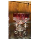 Kings Crown Flash Ruby-thumbprint goblets
