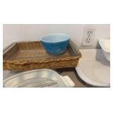 Pyrex and Corning Ware Lot includes Corn Flour bakeware and blue mixing bowl plus some 9 x 13” pans