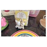 A little girls lot with a Barbie clock radio, a Disney music box, lamp, jewelry box