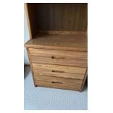 Oak style dresser with bookshelf on top
