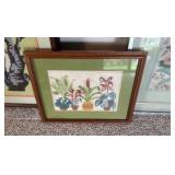 three framed needlepoint pictures