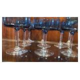 vintage cobalt colored champagne and water goblets