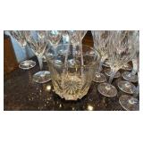 Noritake Moondust pattern water and wine glasses with a matching ice bucket