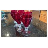 vintage 1930 Morgantown, Ruby, red wine glasses set of six