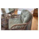 48 inch glass top wicker table with four chairs
