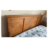 King size Oak headboard board from Thomasville with Serta comfort hybrid blue fusion firm mattress and boxspring