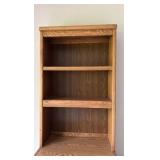 Oak style dresser with bookshelf on top