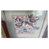three framed needlepoint pictures