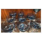 vintage cobalt colored champagne and water goblets