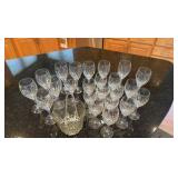 Noritake Moondust pattern water and wine glasses with a matching ice bucket