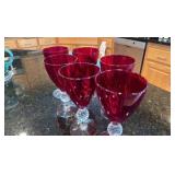 vintage 1930 Morgantown, Ruby, red wine glasses set of six