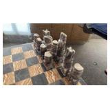 Aztec style chess set made in Onyx and marble