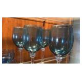 vintage cobalt colored champagne and water goblets