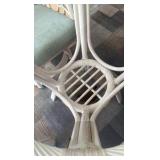 48 inch glass top wicker table with four chairs